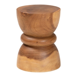 bali & pari Bancroft Solid Suar Wood Side Table - Handcrafted Sculptural End Table with Hourglass Design, Modern Boho Style for Living Room or Bedroom